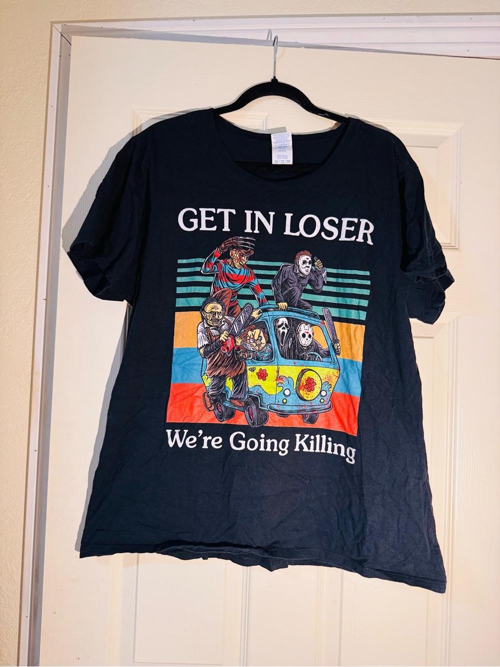 Port and Company Black Graphic Tee Horror Van Print Chucky Jason XXL